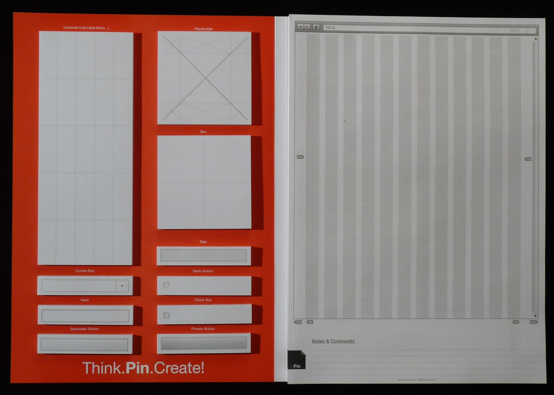 The first UXPin product — a paper prototyping notepad, 2010.